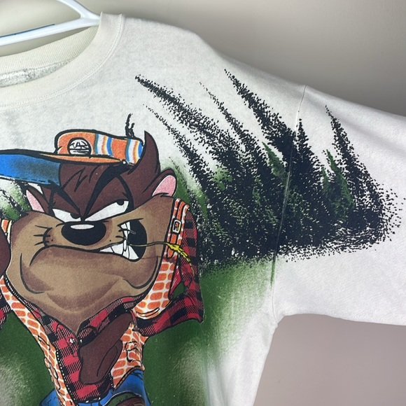 Warner Bros. Vintage 90s Taz Sweatshirt by Freeze Plaid Hunter - Picture 12 of 15